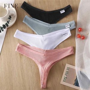 FINETOO Perizoma in cotone Donna Sexy V Vita G-String Comodo perizoma a righe Mutandine Donna T-back Mutande M-XL Bikini femminile Y0823