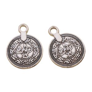 Antique Silver Boho Coin Charm Beads Metal Pendants Bohemian Tassel Jewelry Findings Components L1801 23x17.5mm 122pcs/lot