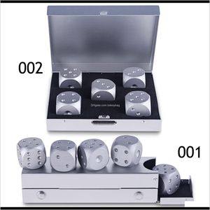 Andra festliga leveranser Home Garden5 PCS Aluminium Graverade Solid Metal Dice With Case Xmas Gift Souvenir Party Game Drop Delivery 2021 UVI9Q