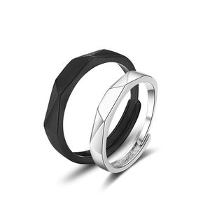 Anéis de casamento simples geométricos de seção multi-seção ajustável Rhombus Black and White Ring 2021 Jóias de noivado de casal