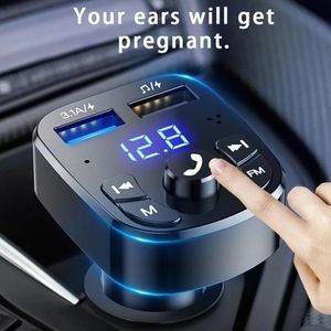 Bluetooth Version 5.0 FM Transmitter Car Player Kit Car Charger Quick QC3.0 Dual USB Voltmeter & AUX IN/OUT DC 12/24V