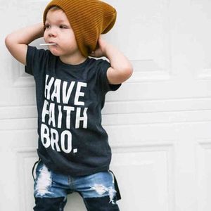 Faith Bro Kides Tシャツ面白い手紙を印刷した幼児男の子Tシャツの子供たちのファッションカジュアル半袖ティートップス衣装G1224