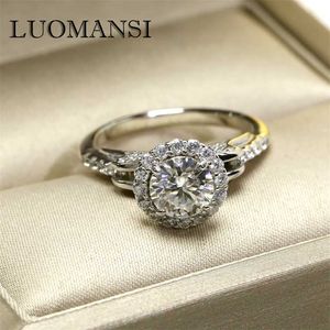 Luomansi Real Moissan Diamond Ring D Color 1 Carat 925 Sterling Prata Completa Brajada Gemstone RNG Fine Wedding Presente 211217