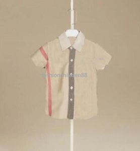 Kid Boys Plaid Shirt Children Lapel Short Sleeve T-Shirt Kids Tops Brand Boy