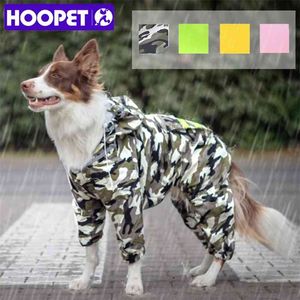Hoopet Dog Raincoat Jumpsuit Rain Coatのための犬のペットのCloak Labradorの防水ゴールデンレトリーバージャケット210809