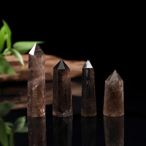 Natural Tawny crystal Tower Arts Ornament Mineral Chakra Healing wands Reiki Energy stone six-sided Quartz Point Pillar magic wand Novelty gifts