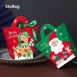 Stobag 50pcs God jul Årgåva Handgjord godis Förpackning Box Santa Claus Party Baby Barn Favorit Present Dekoration 210602