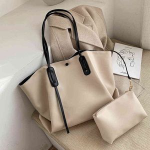 Totes Bag tote torebka Burminsa 2 szt. Zestaw miękkie duże torby na ramię dla kobiet Trapeze Design o dużej pojemności Shopper Work Ladies torebki jesień 1116