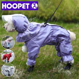 Hoopet 4-Cores Cão Raincoat Ao Ar Livre Cachorro Raincoat XS-2XL À Prova D 'Água Raincoat para Cães Pet Jumpsuit Roupas Pet Supplies 210729