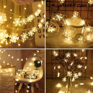 Wholesale led snowflake christmas lights resale online - Strings M M M LED Snowflake String Fairy Light Garland Battery Operated Christmas Lights For Home Holiday Party Year Decor