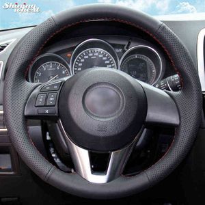 Shining Wheat Handstitched Black Artificial Leather ratt för Mazda CX5 CX5 Atenza 2014 New Mazda 3 CX3 2016 J220808