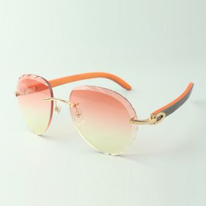 النظارات الشمسية الكلاسيكية الرائعة 3524027 مع نظارات المعابد الخشبية البرتقالية الطبيعية ، الحجم: 18-135 مم