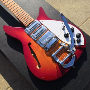 John Fogerty 325 Fire Glo Cherry Sunburst Semi Hollow Electric Guitar Single F Otwoka Krótka skala długość 527 mm Bigs Tremolo Tailpece Humbucker Bridge Pickup Dot InLay