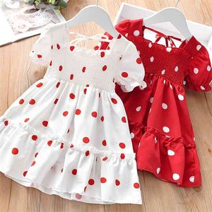 Sommarklänningar Chiffon Polka Dot Princess Dress för Tjejer Kids Kläder Tjej Kläder Barn 210528