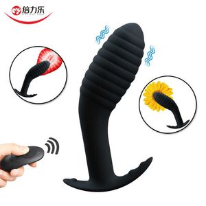 Masculino Vibração Anal Plug 10 Modos Prostate Massager Anal Vibrador Butt Plug Adultos Sexo Brinquedos Para Gays / Mulheres Controlador Remoto X0602