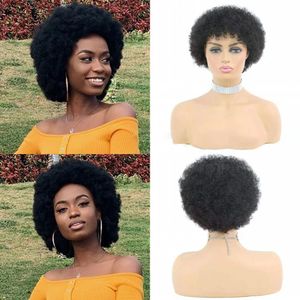Afro Kinky Curly Short Brazilian Human Hair Wigs for Women 8 inch Natural Color Machine Made Wig 150%