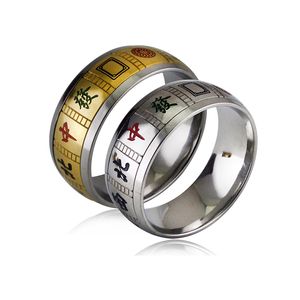 2021女性アクセサリートレンド男性ジュエリーゴシックステンレススチールエンゲージャー婚約バンドのための誇張された9mm麻雀の結婚指輪