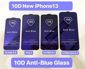 10d Anti-Blaulicht Vollständige Abdeckung Gehärtetes Glas Telefon-Displayschutzfolie für iPhone 13 12 11 Mini Pro Max XR XS 6 7 8 Plus Samsung A92 A72 A52 A42 A32 A22 Anti-Kratz-Folie