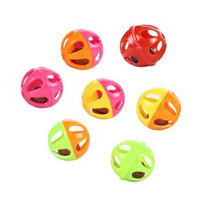 100 pcs pet suprimentos oco brinquedos de gato bolas de sino 3.5cm colorido com voz adorável bola interativa 1.38inches tilinel filhote de cachorro jogando brinquedo