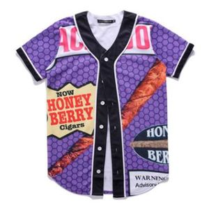 メンズ野球ジャージ3D TシャツプリントボタンシャツユニセックスサマーカジュアルアンダーシャツヒップホップTシャツ10代05