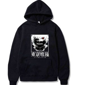 Tokyo Ghoul Anime Element Hoodies Pullovers Toppar med fickor Streetwear Topps Sweatshirts Y211118