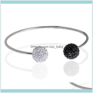 Браслеты браслеты ювелирные украшения оптом мода два цвета хрустальный шарик браслет из нержавеющей стали.