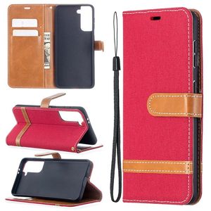 PU Leder Wallet Flip Cover Case für Samsung S20FE S21 S22 S22Plus S23 Plus S23Ultra Cowboy Jean Canvas