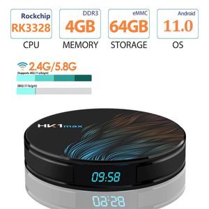 HK1 MAX Akıllı TV Kutusu Android 11 4GB 128GB TVBox 2.4G/5G WiFi RK3318 Dört Çekirdekli BT 4.0 Set Üst Kutu 4G 32G 64G 4K HD Medya Oynatısı