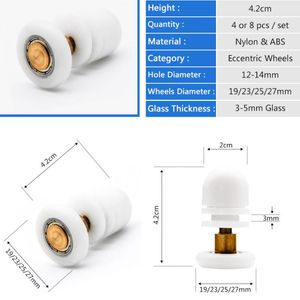 4 pz-8 pz/set Dia 19/23/25/27mm Dritto di Plastica Singola Puleggia Ruota Porta Scorrevole Rullo Hardware Per Doccia Altro