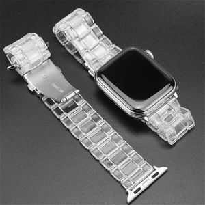 Lucency Resin Uhrenarmband Apple Serie 6 5 4 3 2 SE Klare faltbare Uhrenarmbänder Iwatch 38 40 42 44MM Zubehör