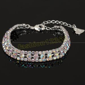 Braccialetti di cristallo di lusso per le donne Braccialetti colorati argento vintage Accessori per gioielli da sposa Regali di moda