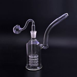 Med glasolja brännarrör 8 tums stereo glasbägare Bong hookahs med matris Percolates Recycler Dab Rig 14mm Ash Catcher Bongs