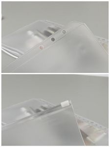 A6 노트북을위한 명확한 펀치 바인더 포켓 6 홀 지퍼 느슨한 잎 가방 PVC 서리로 덥은 노트북 삽입 문서 저장소 구성