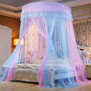 DIA120CM BED CANOPY HUNG DOME MOSQUITO NET Princess Bed Tält Gardin Fällbara Dubbelfärger Elegant Fairy Lace