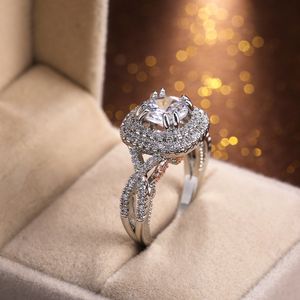 Vintage 2 Toners ring 925 Sterling silver Diamantförlovningsvigselringar för kvinnor Bridal Fine Party Smycken