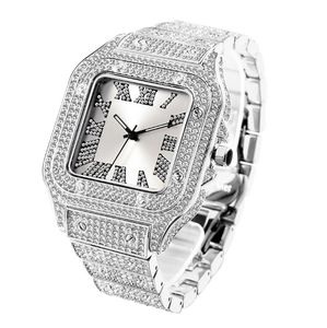Missfox Roman Watch Scale Trendy Hip Hop Square Dial Mens Mens Watches光沢のある高級時計