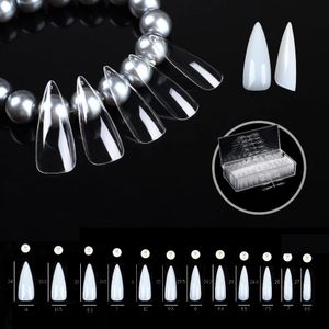 Wholesale thin gel nails for sale - Group buy High quality Almond False Nails Case Matte Ultra Thin Stiletto Transparent milk white colors Flexible Gel Salon Fingernail Art Tips