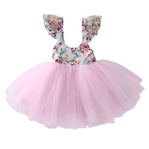 0-5Y Toddler Kid Girls Princess Dress Floral Lace Tulle Wedding Birthday Party Tutu Dress Pageant Abbigliamento per bambini Costumi per bambini Q0716