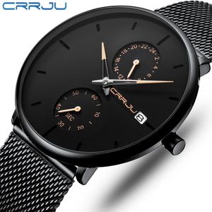 Fashion Mens Watches Top Luxury Brand CRRJU Stylish Simple Waterproof Quartz Watch with 24 Hour Display Relogio Masculino 210517