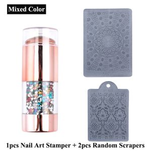 Fashion Nail Art Templates Seal with Scrapers 3 pcs Set DIY Double Head Nails Stickers Stampers Manicure Tools