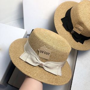 Simple Style Women Sun Hat Summer Outdoor UV Protection Cap Bowknot Beach Breathable Visors Caps Flat Adjustable Wide Brim Hats