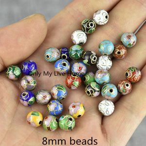 Smalto cloisonné lucido colorato Perle rotonde piccole da 8 mm Fatte a mano Gioielli fai da te Creazione di orecchini Collana Bracciale Accessori per gioielli in rame Commercio all'ingrosso 20 pezzi