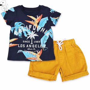 Kinder Jungen Shorts Sommer T-Shirt Baumwolle Sport Brief gedruckt Set Kinder Anzug Fabrik Kosten günstig Großhandel