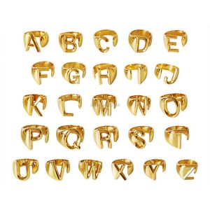 Алфавит 26 A-z Английский Начальный Кольцо Серебряное Золото Золотая Группа Кольца Ретро Буква Женщины Мода Ювелирные Изделия будут и Санди