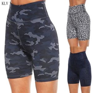 Womens High Waist Workout Sport Biker Shorts Leopard Camo Snakeskin Tummy Control Butt Lift Running Leggings Kort byxor 210324