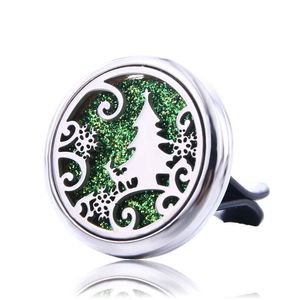 Pendants Christmas Tree Car Air Diffuser Stainless Steel Vent Freshener Essential Oil Perfume Necklace Locket