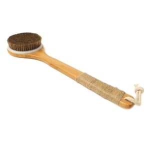 Natural Horsehair Dry Skin Body Brush Back Brushes Remove Dead Dirty Scrubber with Bamboo Long Handle SPA Massage