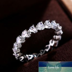 Huitan Romantic Heart Promise Rings Rings Weside Wedding Bands Jewelry眩しいクリスタルジルコニアダンスパーティー女性ステートラブリング