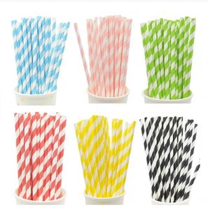 Biodegradable Stripes Paper Straws Pink Blue Yellow Stripes Drinking Straws Wedding Birthday Party Decoration Baby Shower Kids