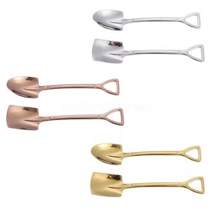 Coffee Spoon Cutlery Set Stainless Steel Retro Iron Shovel Ice Cream Scoop Creative Spoons tea spoon Fashion Tableware CDC03